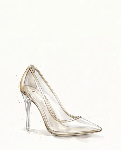 Watercolor Transparent Stiletto High Heel Illustration