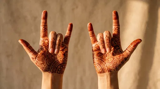 Henna Hands Making I Love You Sign