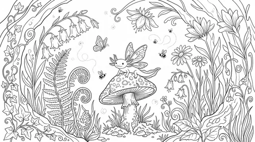 Fairy Axolotl on Toadstool Coloring Page