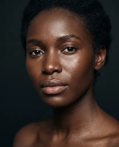 Close-Up Beauty Portrait of Black Woman