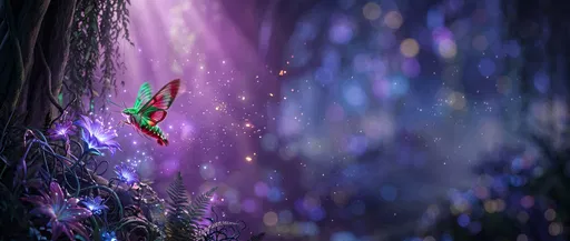 Glowing Hawk Moth in Enchanted Garden