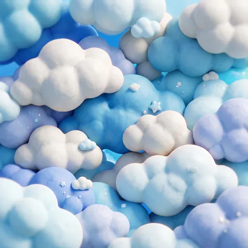 Whimsical 3D Clay Clouds Background