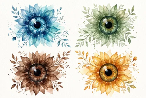 Watercolor Botanical Human Irises Set