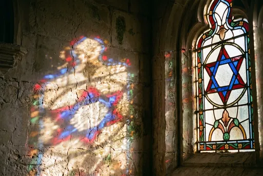 Stained Glass Star of David Sunlight Projection