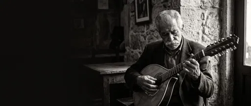 Elderly Man Playing Traditional Guitar