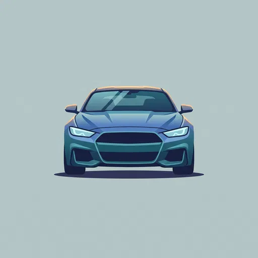 Blue Sports Car Front View Illustration