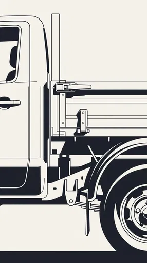 Minimalist Monochrome Commercial Truck Profile Illustration