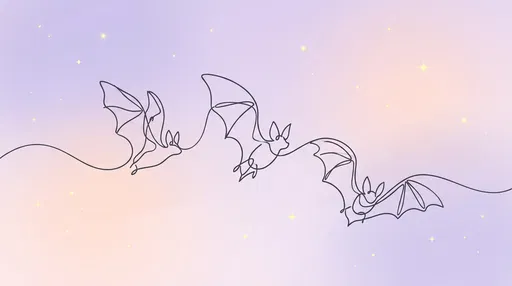 Continuous Line Drawing of Three Bats