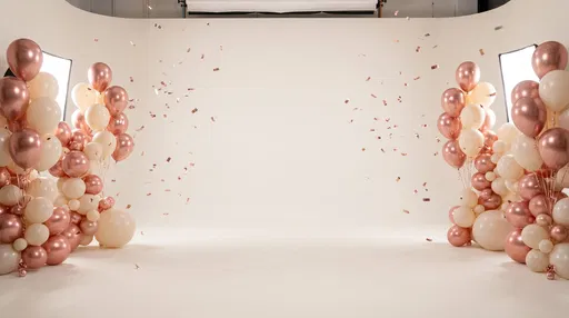 Rose Gold and Ivory Balloon Studio Backdrop