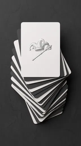 Minimalist Fanned Deck With Silver Jester Card