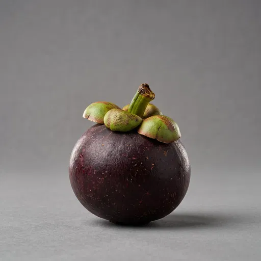 Whole Purple Mangosteen on Gray Background