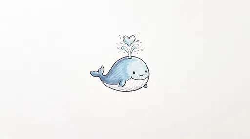 Cute Cartoon Whale Spouting Heart Spray