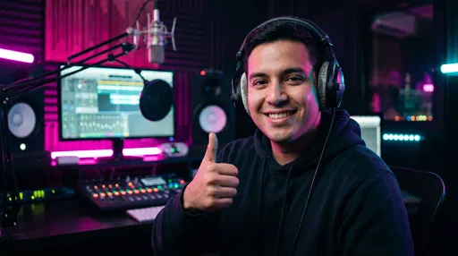 Smiling Audio Producer Giving Thumbs Up