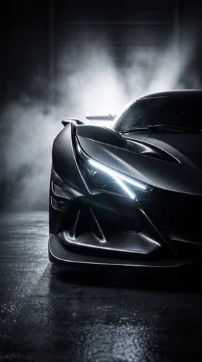 Matte Black Hypercar Front Detail in Smoke