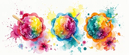 Watercolor Hawaiian Shave Ice Illustration