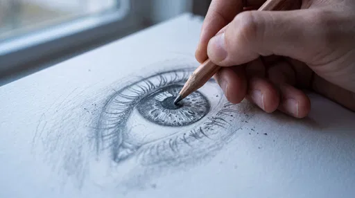 Artist Hand Drawing Realistic Eye Sketch