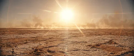 Blazing Sun Over Arid Desert Salt Flats