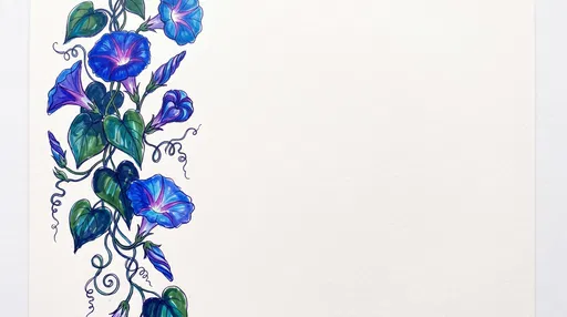 Blue Morning Glory Vine Marker Illustration