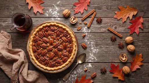 Rustic Autumn Pecan Pie Flat Lay