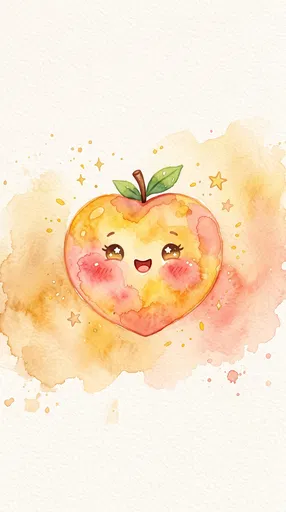 Cute Watercolor Peach Character Illustration