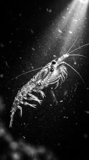 Monochrome Deep Sea Krill in Spotlight