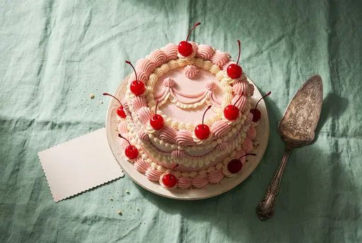 Vintage Pastel Buttercream Cake With Blank Card