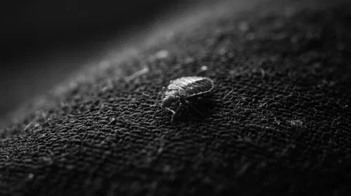 Monochrome Macro of Bed Bug on Fabric