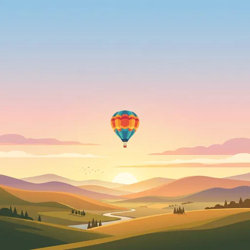 Hot Air Balloon Over Sunrise Hills