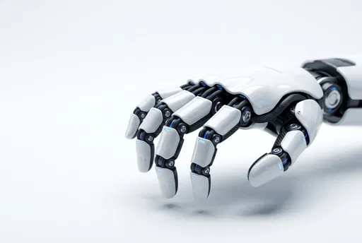 Sleek White Robotic Hand Close-Up