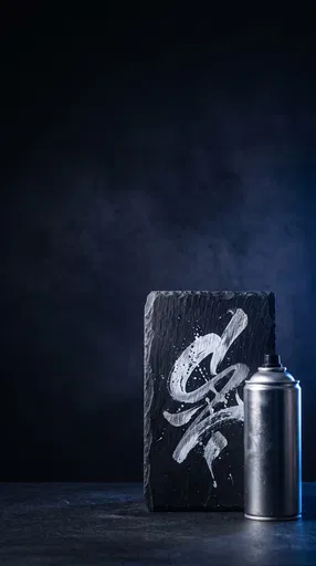 Spray Can and Painted Slate Slab