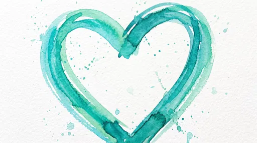 Turquoise Watercolor Heart Outline Illustration