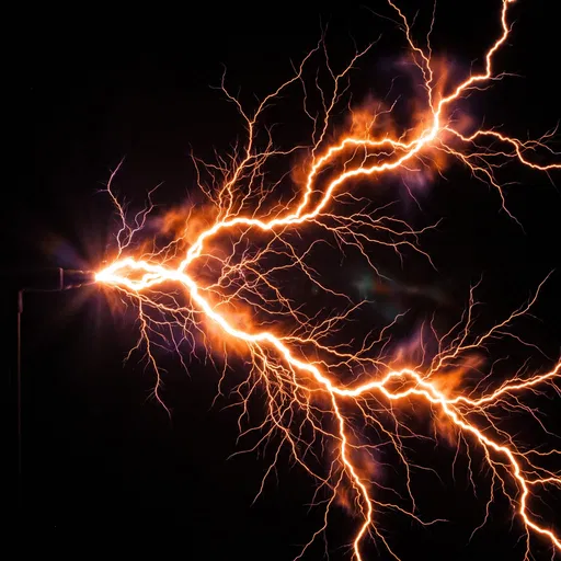 Vibrant Orange Electric Arcs on Black