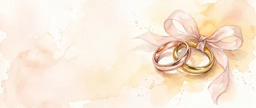 Watercolor Wedding Rings With Blush Ribbon