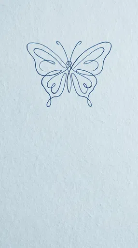 Minimalist Blue Line Butterfly Drawing