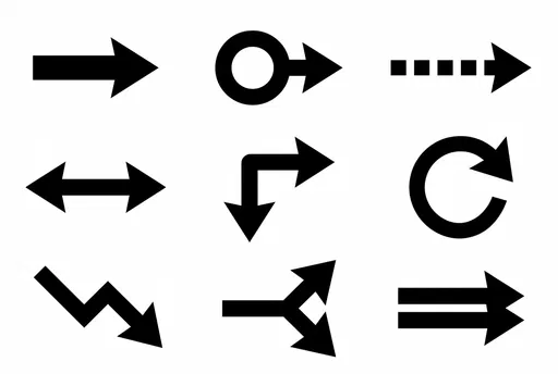 Nine Black Arrow Symbols Icon Grid