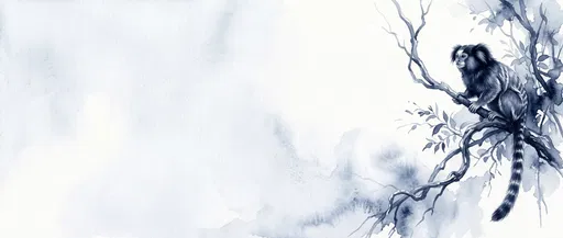 Indigo Watercolor Marmoset on Branch Banner