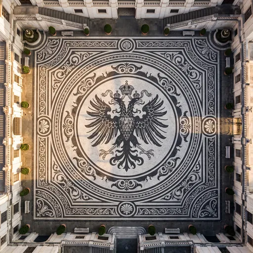 Aerial View of Palace Eagle Mosaic Courtyard