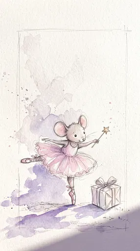 Watercolor Mouse Ballerina With Star Wand