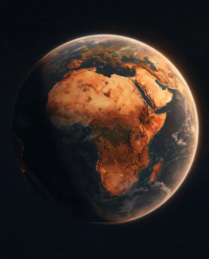 Warm Terracotta Earth Globe From Space