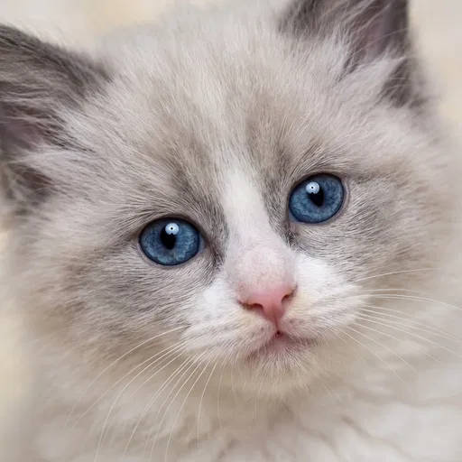 Close-Up Portrait of Ragdoll Kitten