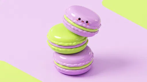 Glossy Lilac and Lime 3D Macarons