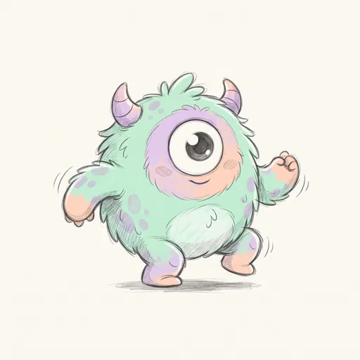 Cute Pastel One-Eyed Monster Illustration
