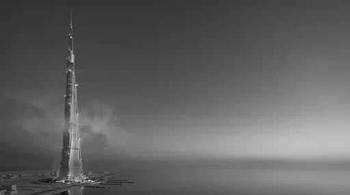 Monochrome Megatall Skyscraper Architectural Render