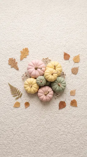 Pastel Mini Pumpkins Autumn Flat Lay