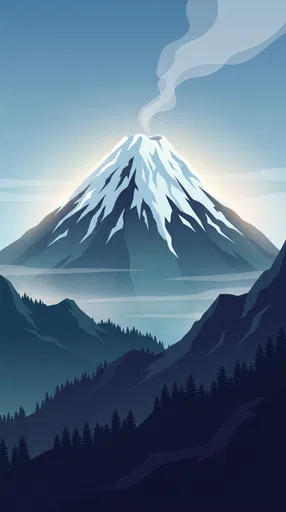 Snow-Capped Volcano Vector Illustration