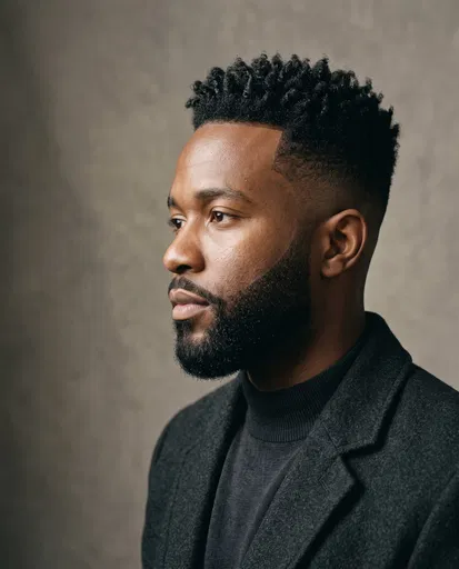 Studio Portrait of Man With High Fade