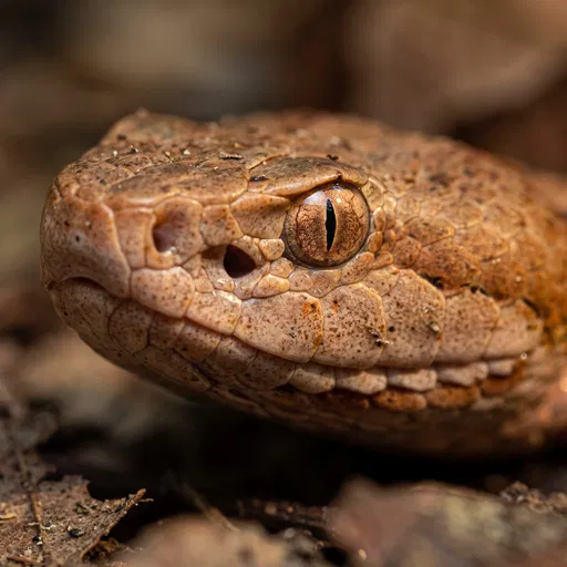 Macro Close-Up of Copperhead Snake Head
