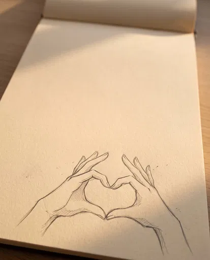 Pencil Sketch of Heart Hands