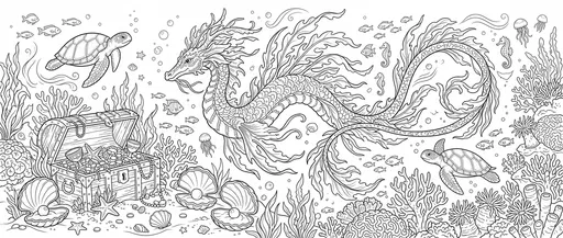Underwater Sea Dragon Coloring Page