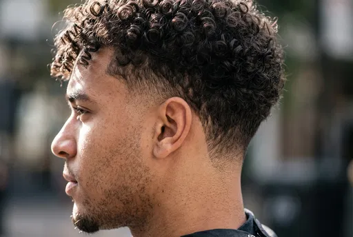 Profile Portrait of Man with Curly Fade